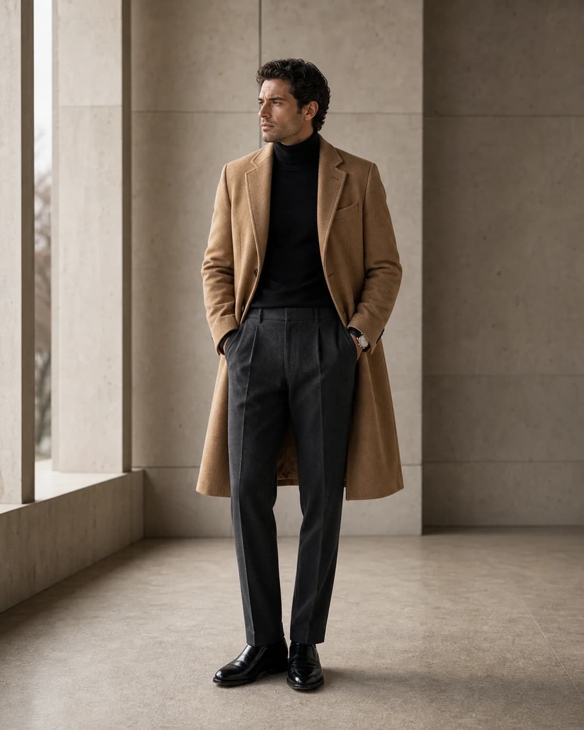 Camel Coat Rollneck